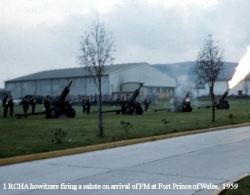 1959 Fort Prince of Wales Arrival of PM, 1 RCHA Howitzers Firing Salute