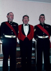 1961 - Jack Mitchell, Harv Finlay, Cliff Dencer preparing for Dinner at 1 RHC Sergeant's Mess