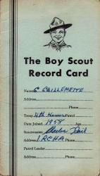 1958 Boy Scout Record Card, Claude Guillemette