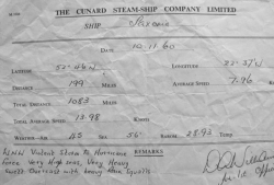 RMS Saxonia - Ship Status 10-11-1960