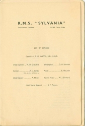 RMS Sylvania - List of Officers